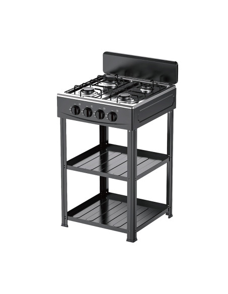 Fornello Gas Naturale Cucinotto Piano Cottura 4 Fuochi Lega Alluminio 2 Ripiani