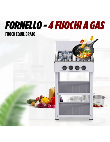 Fornello Gas Naturale Cucinotto Piano Cottura 4...