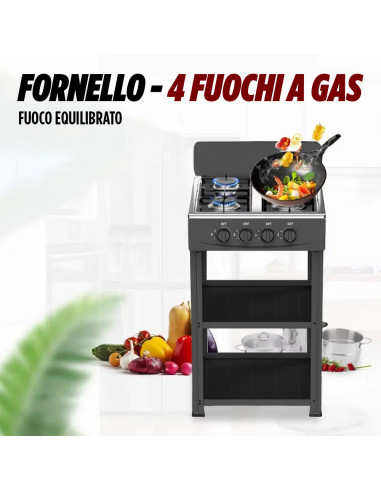 Fornello Gas Naturale Cucinotto Piano Cottura 4...