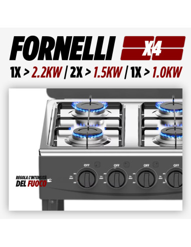 Fornello Gas Naturale Cucinotto Piano Cottura 4...