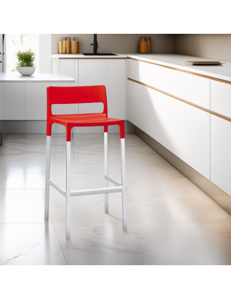 Set 4 Sgabelli DIVO in Tecnopolimero e Alluminio Seduta H75cm Design Moderno