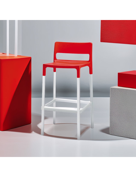 Set 4 Sgabelli DIVO in Tecnopolimero e Alluminio Seduta H75cm Design Moderno