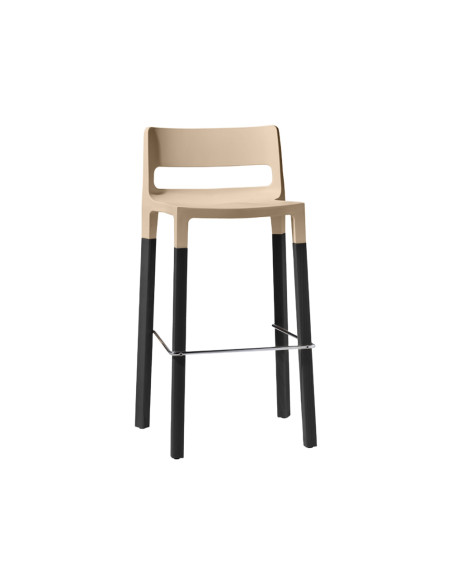 Set 4 Sgabelli NATURAL DIVO Tecnopolimero e Legno Seduta H75cm Design Moderno