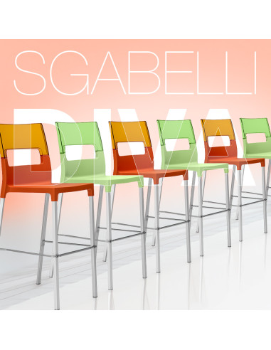 Set 4 Sgabelli DIVA Tecnopolimero Seduta...