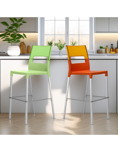 Set 4 Sgabelli DIVA Tecnopolimero Seduta Trasparente H65cm Design Moderno
