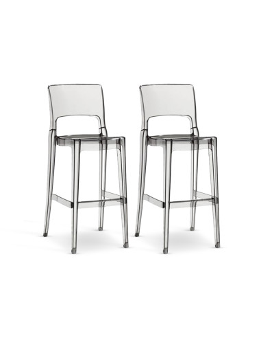 Set 2 Sgabelli Isy Antishock SCAB Design Policarbonato Trasparente Altezza 74cm