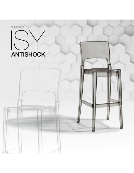 Set 2 Sgabelli Isy Antishock SCAB Design Policarbonato Trasparente Altezza 74cm