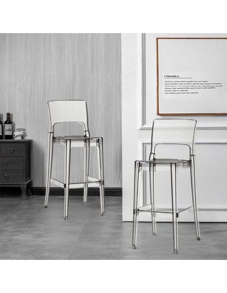 Set 2 Sgabelli Isy Antishock SCAB Design Policarbonato Trasparente Altezza 74cm