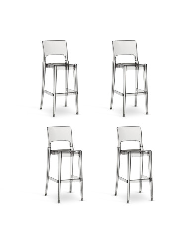 Set 4 Sgabelli Isy Antishock SCAB Design Policarbonato Trasparente Altezza 74cm