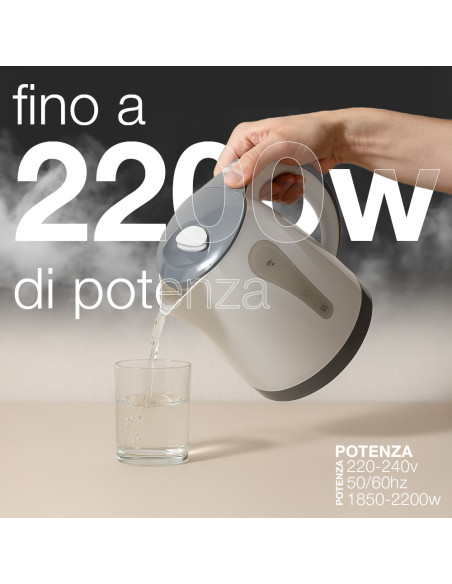 Bollitore Elettrico Cordless 1,8L 2200W Base Girevole e Spegnimento Automatico