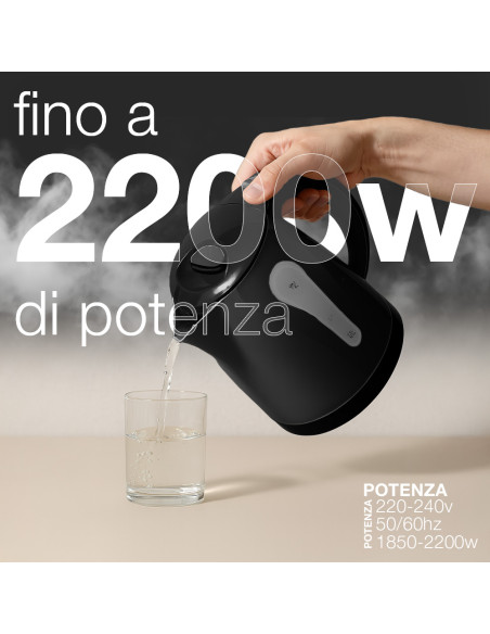 Bollitore Elettrico Cordless 1,8L 2200W Base Girevole e Spegnimento Automatico