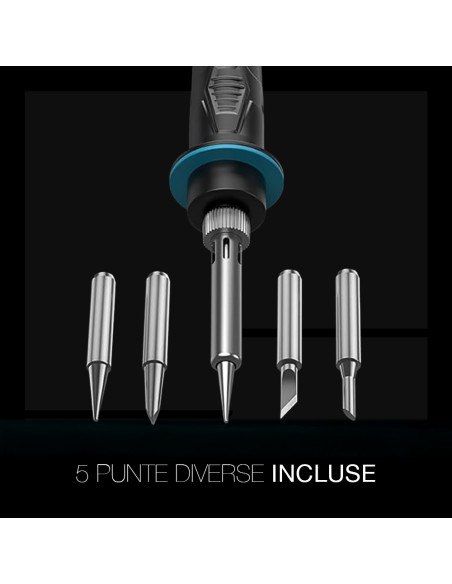 Saldatore Ricaricabile Batteria 20V Cordless Senza Fili Temperatura 500° Display