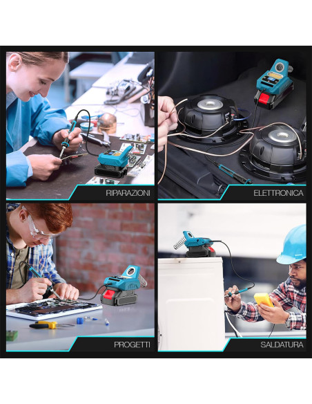 Saldatore Ricaricabile Batteria 20V Cordless Senza Fili Temperatura 500° Display