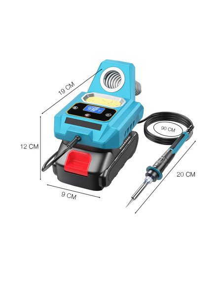Saldatore Ricaricabile Batteria 20V Cordless Senza Fili Temperatura 500° Display
