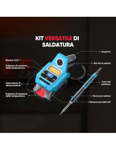 Saldatore Ricaricabile Batteria 20V Cordless...