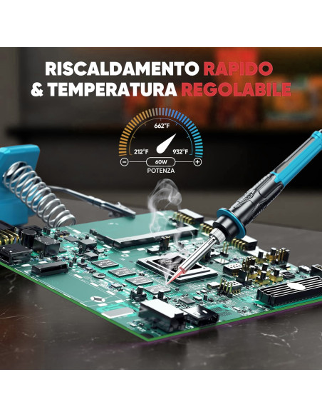 Saldatore Ricaricabile Batteria 20V Cordless Senza Fili Temperatura 500° Display
