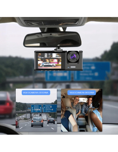 Dash Cam DVR Monitoraggio Auto Tripla...