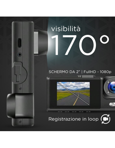 Dash Cam DVR Monitoraggio Auto Tripla...