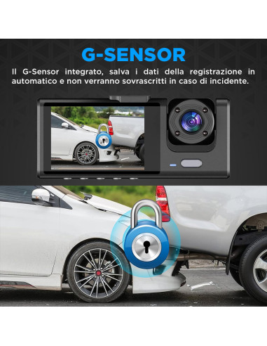 Dash Cam DVR Monitoraggio Auto Tripla...