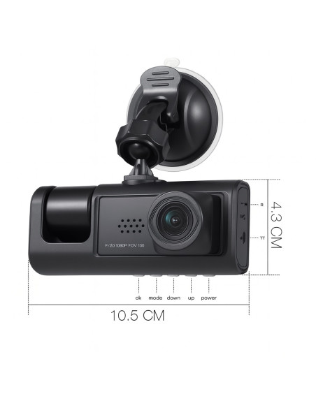 Dash Cam DVR Monitoraggio Auto Tripla Telecamera Monitor 2" Video Full HD 1080