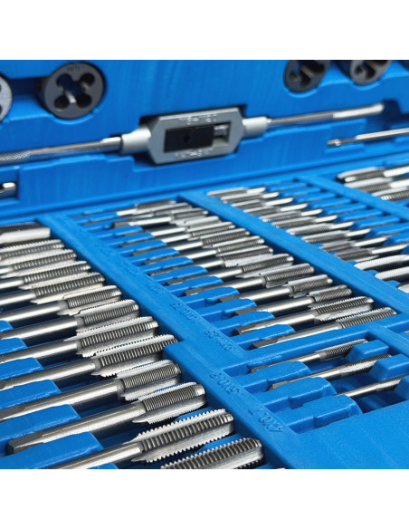 Valigetta 110pz Kit Maschi e Filiere Metriche Utensili Professionali in Acciaio