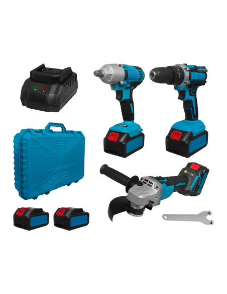 Kit Avvitatore Trapano Smerigliatrice Wireless Doppia Batteria 72V con Valigetta