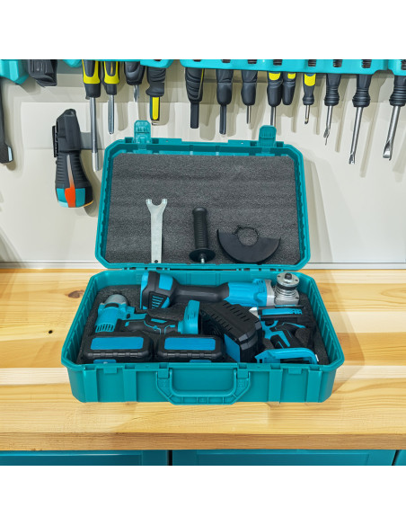 Kit Avvitatore Trapano Smerigliatrice Wireless Doppia Batteria 72V con Valigetta