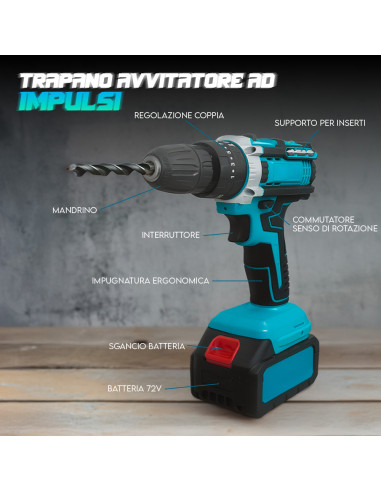 Kit Avvitatore Trapano Smerigliatrice Wireless...