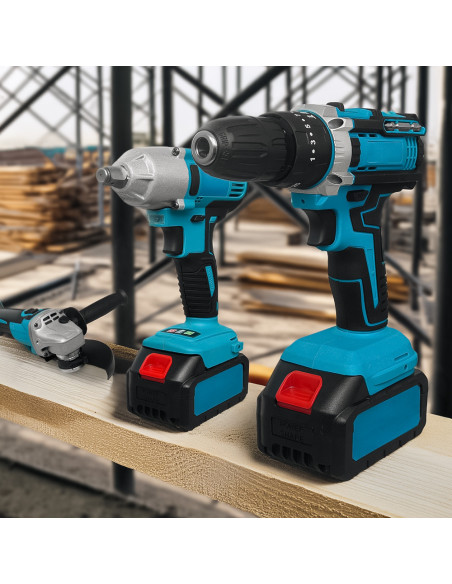 Kit Avvitatore Trapano Smerigliatrice Wireless Doppia Batteria 72V con Valigetta