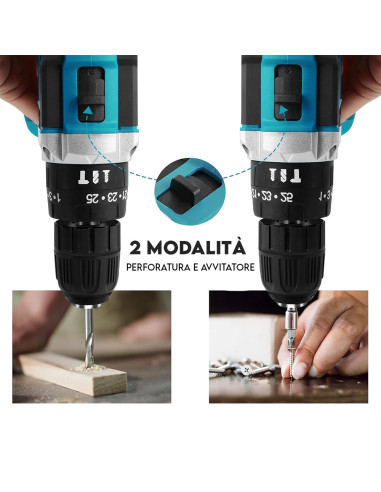 Kit Avvitatore Trapano Smerigliatrice Wireless...
