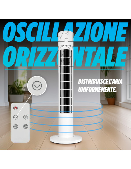 Ventilatore Dictrolux a Torre con Telecomando 3 Modalità Timer Display LED Touch