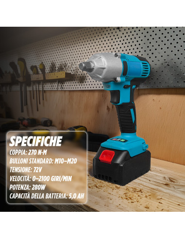 Avvitatore Cordless Doppia Batteria 72V Motore...