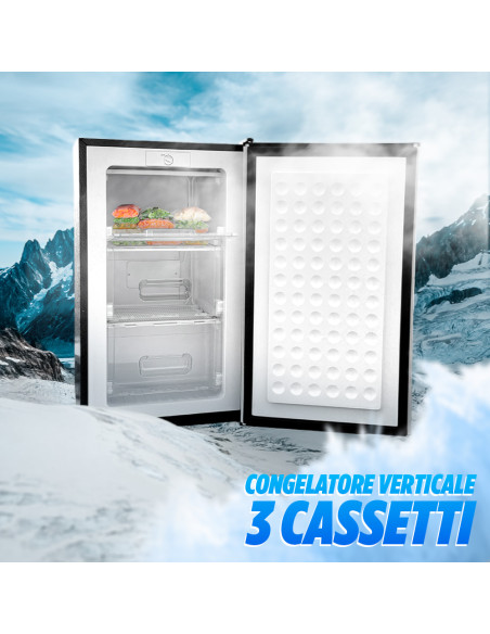 Congelatore Verticale 80L Staylux Freezer 3 Cassetti Classe Energetica E