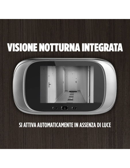 Spioncino Digitale Porta Senza Fili Grandangolare 90° Monitor 2.8" e Campanello