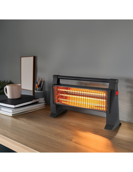 Stufa al Quarzo Elettrica Due Elementi ad Infrarossi Potenza Regolabile 1500W