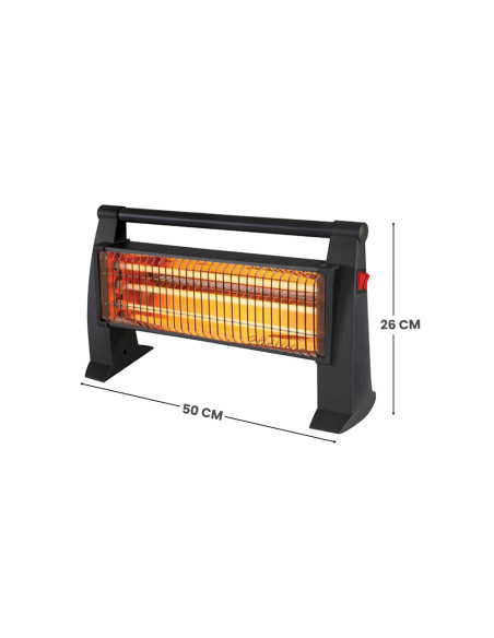 Stufa al Quarzo Elettrica Due Elementi ad Infrarossi Potenza Regolabile 1500W