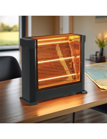 Stufa al Quarzo Elettrica Tre Elementi ad Infrarossi Potenza Regolabile 1800W