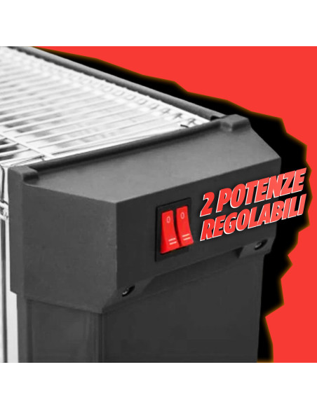 Stufa al Quarzo Elettrica Tre Elementi ad Infrarossi Potenza Regolabile 1800W