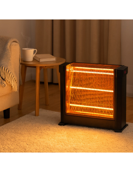 Stufa al Quarzo Elettrica Tre Elementi ad Infrarossi Potenza Regolabile 1800W