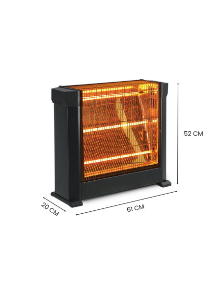 Stufa al Quarzo Elettrica Tre Elementi ad Infrarossi Potenza Regolabile 1800W