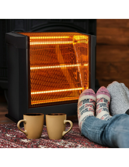 Stufa al Quarzo Elettrica Tre Elementi ad Infrarossi Potenza Regolabile 1800W