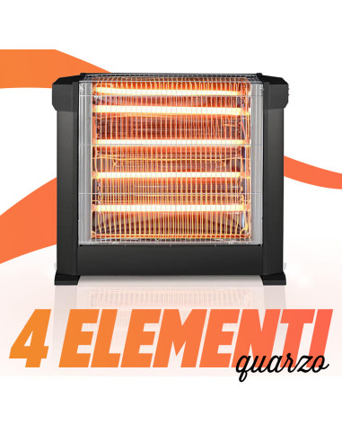 Stufa Quarzo Elettrica Quattro Elementi ad...