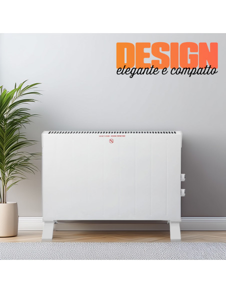 Termoconvettore da Pavimento Stufa Elettrica 2200W Bianco Silenzioso con Timer