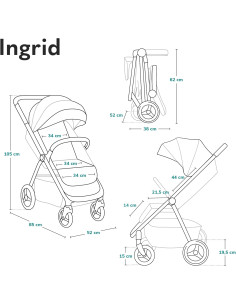 Passeggino LIONELO INGRID 6-48 Mesi Pieghevole Schienale Poggiapiedi Regolabili