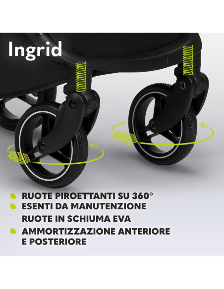 Passeggino LIONELO INGRID 6-48 Mesi Pieghevole Schienale Poggiapiedi Regolabili