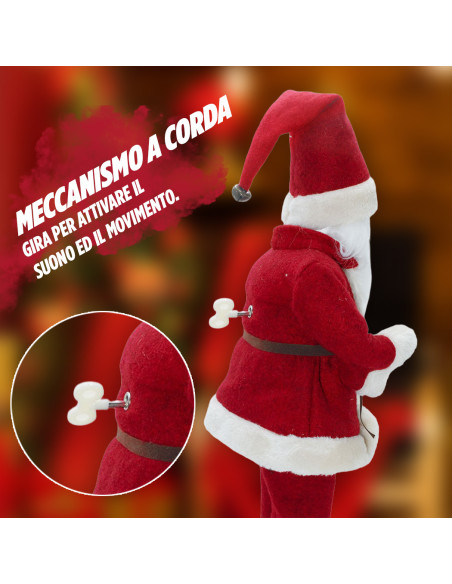 Babbo Natale Rosso 144194 con Meccanismo a Carillon 45H cm Suoni e Movimento