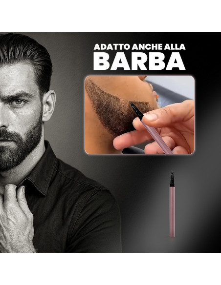 2X Matita Sopracciglia Barba Microblading Waterproof Penna Effetto Naturale