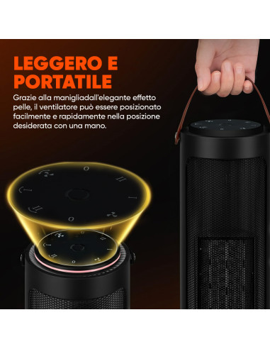 Stufa Elettrica 2000W a Colonna 2in1 con...