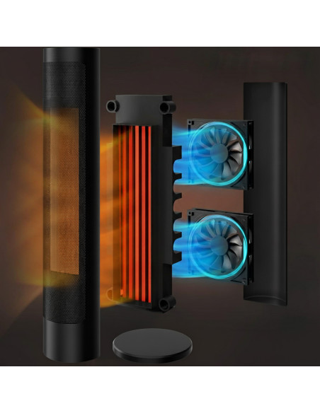 Stufa Elettrica 2000W a Colonna 2in1 con Protezione Anti-surriscaldamento