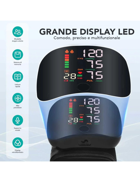 Sfigmomanometro da Polso Elettronico Misurazione Automatica Pressione e Battito